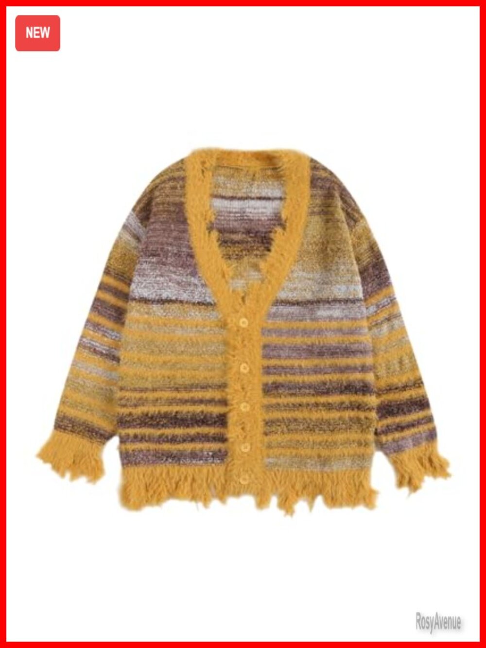 Open Front Cardigan V Neck Knit Sweater Gradient Pinstripe Y2K